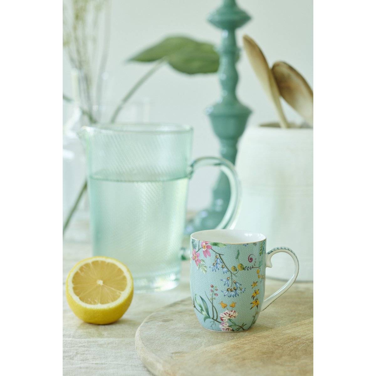 Set/2 Mugs Small Jolie Flowers Blue 145ml