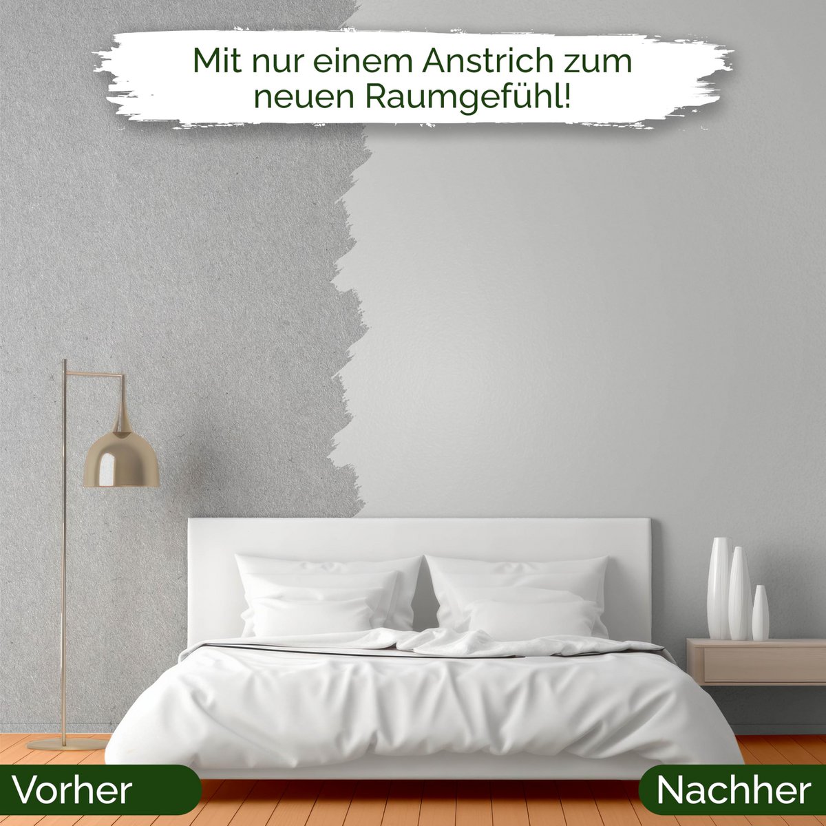 Veluxis® Wandfarbe Grau für den Innenraum - 2,5 Liter & Deckkraft-Klasse 1, Streifenfrei, tropfarm & Öko Farbe, VOC-frei - (Shady Spice)
