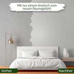 Veluxis® Wandfarbe Grau für den Innenraum - 2,5 Liter & Deckkraft-Klasse 1, Streifenfrei, tropfarm & Öko Farbe, VOC-frei - (Shady Spice)