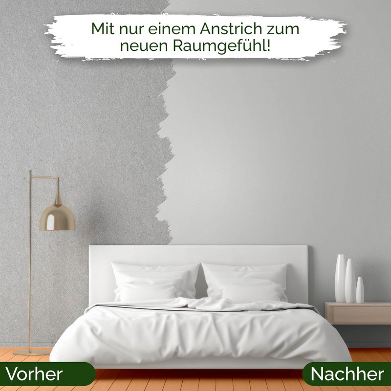 Veluxis® Wandfarbe Grau für den Innenraum - 2,5 Liter & Deckkraft-Klasse 1, Streifenfrei, tropfarm & Öko Farbe, VOC-frei - (Shady Spice)