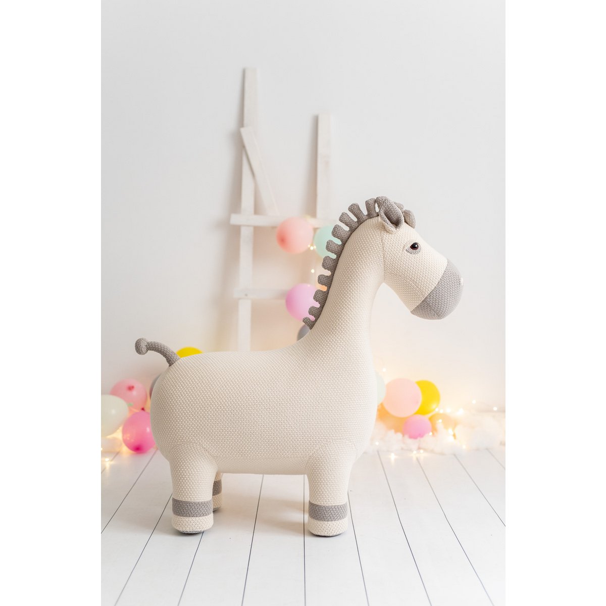 Peluche maxi cavalla bianco 100% cotone 93X34X94 cm