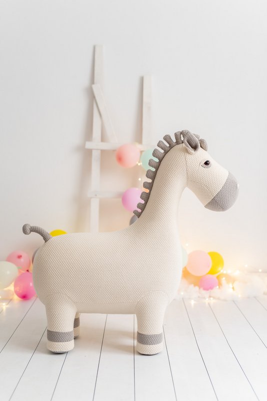 Hvidt 100% bomuld maxi mare plys legetøj 93X34X94 cm
