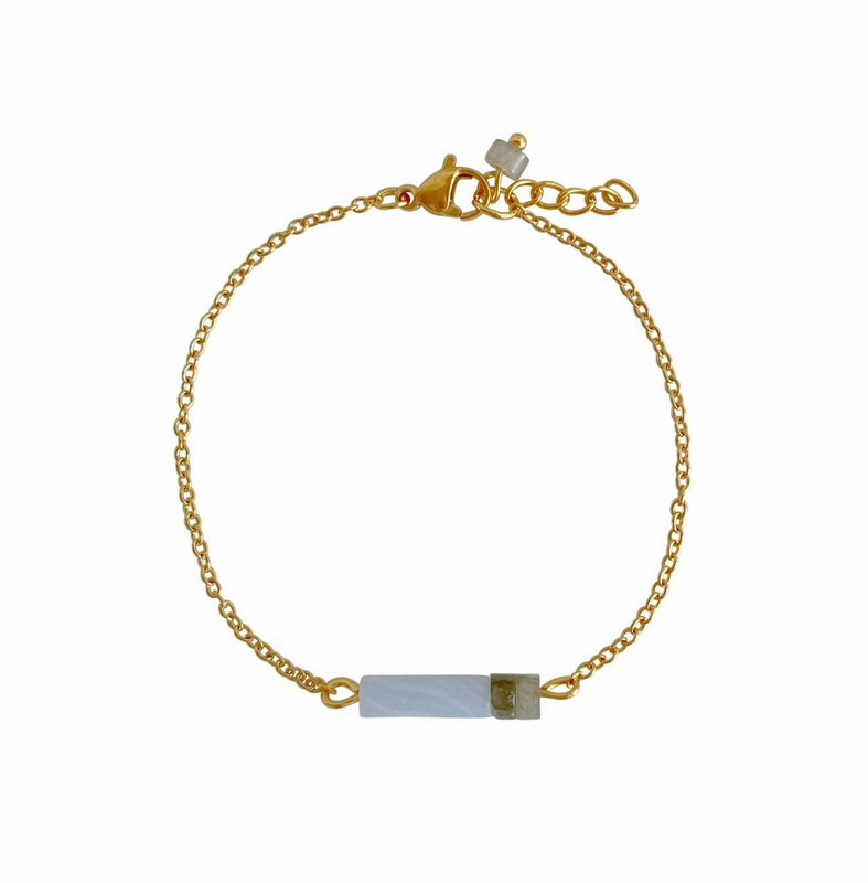 Bracelet Aquamarine and Labradorite - Gold