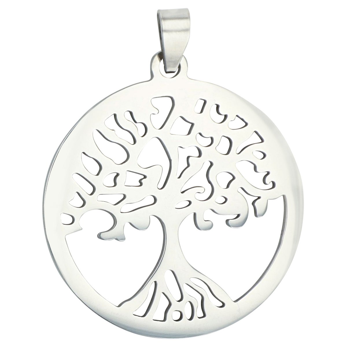 Ciondolo albero della vita "Stroko" in acciaio inox, color argento