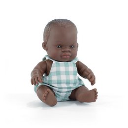 Babydukke afrikansk dreng 21 cm