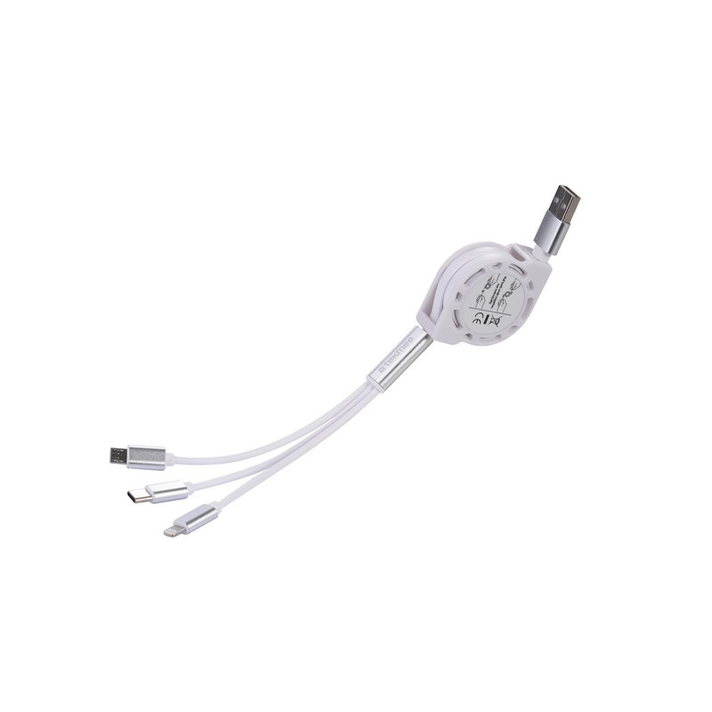 3-in-1 kabel met iPhone-, smartphone-connectoren