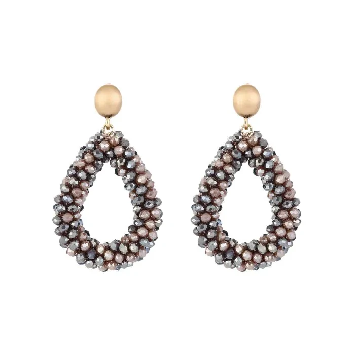 Classic Beads Earrings Drop JE18370 - Purple Mix
