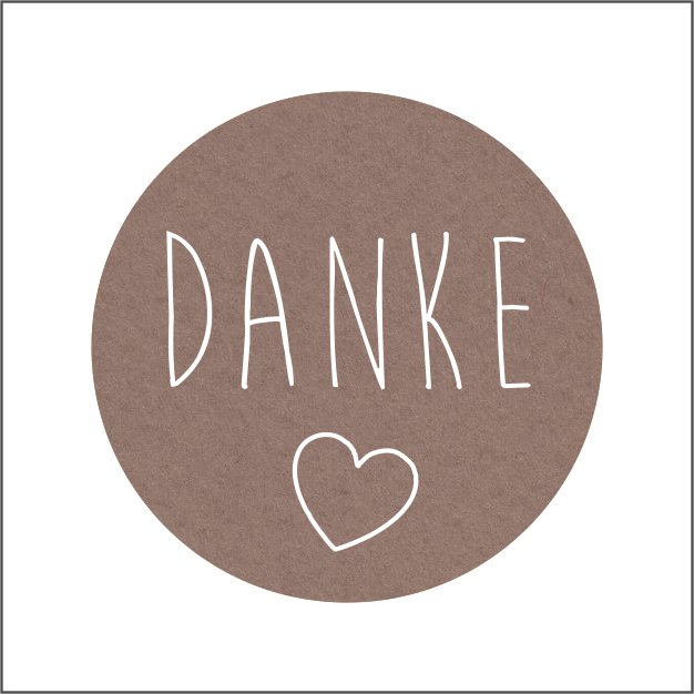 Etikett - Danke Herz - rund 39mm - Rolle à 250 Stück