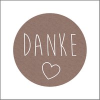 Label - Danke heart - round 39mm - roll of 250 pieces