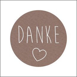 Label - Danke heart - round 39mm - roll of 250 pieces