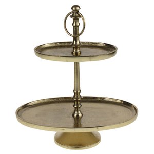 2er-Etagere, oval, warm-gold Aluminium, 29x19,5x31 cm