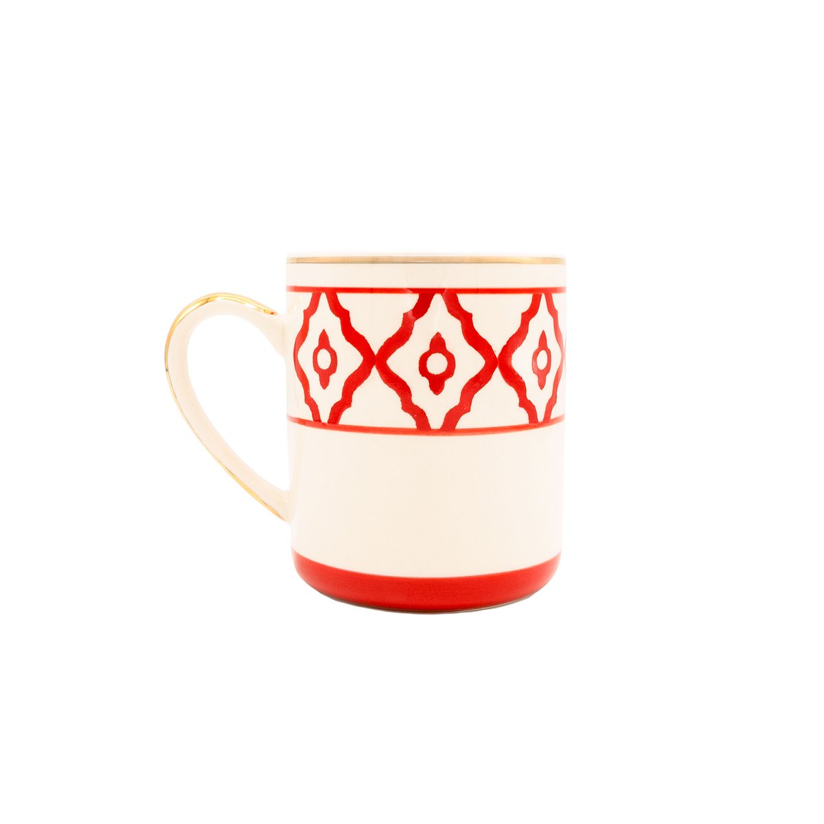 Tasse à café/tasse à café modèle Vizsla en céramique, peinte à la main avec motif Vizsla, bord doré et anse dorée, 250 ml. Contenu de la tasse disponible en rouge, vert et bleu