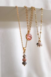 Collana con rodocrosite e labradorite - Oro