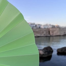 Éventail à main, éventail, éventail, citron vert translucide