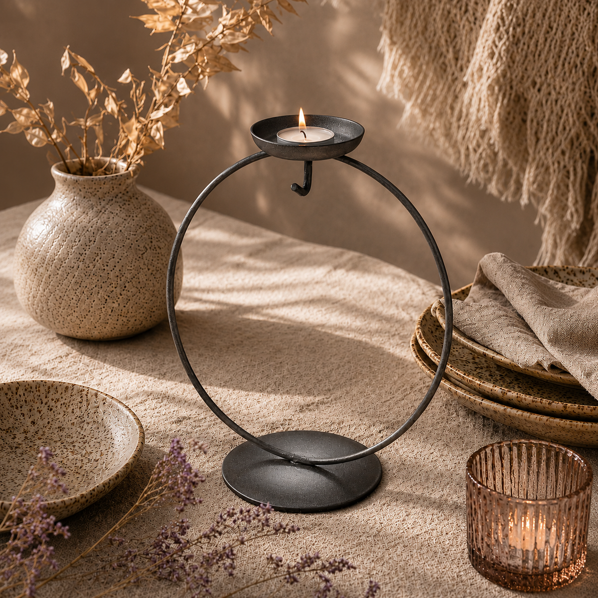 Soporte de exhibición - Vela de té circular - Plata