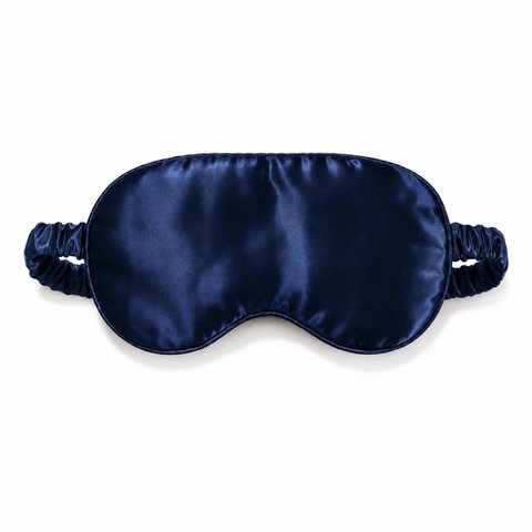 Nachtblauw satijnen nachtmasker met zijdeeffect