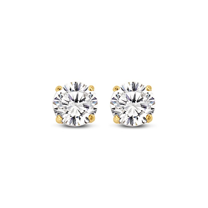 New Bling 9NBG-0005 – 14-karatowe złote kolczyki damskie – Kolczyki sztyfty z cyrkoniami 4 mm – Prezent