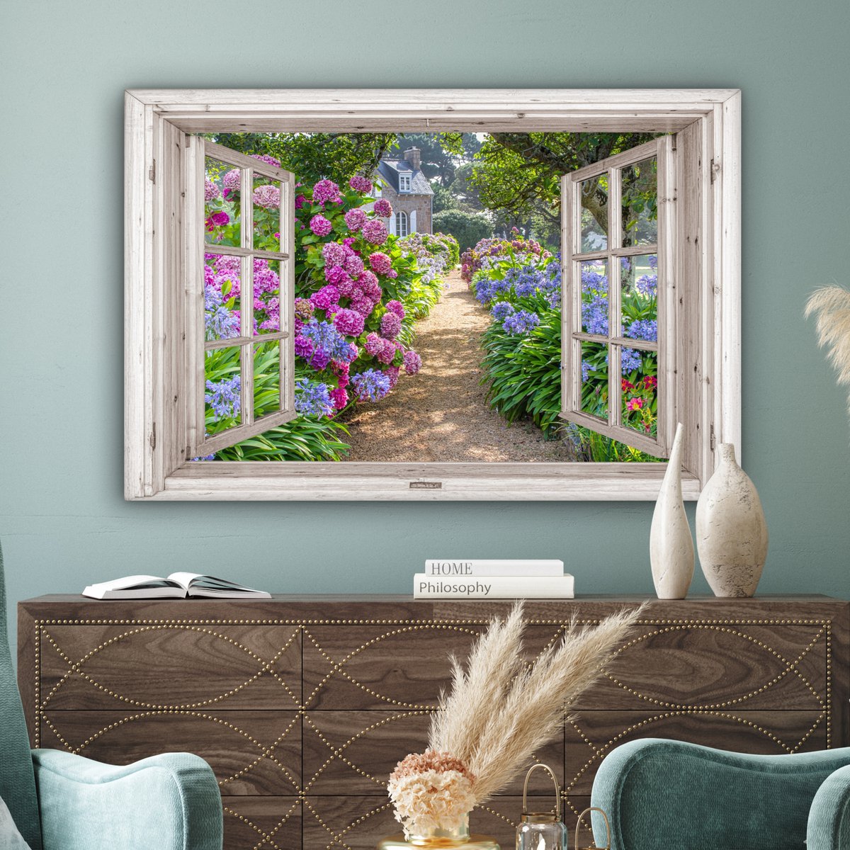 Leinwand Malerei - Wanddekoration - Hortensia - Blick - Blumen - Sommer - Lila - Pad