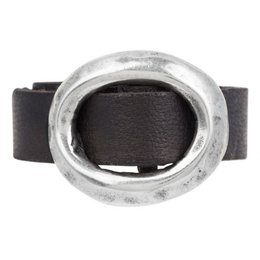 Schwarzer Lederring mit 925 versilberter Schnalle