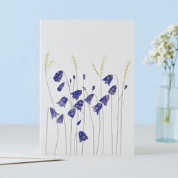Delicate blue and white floral card with harebells design. Suitable for various occasions.