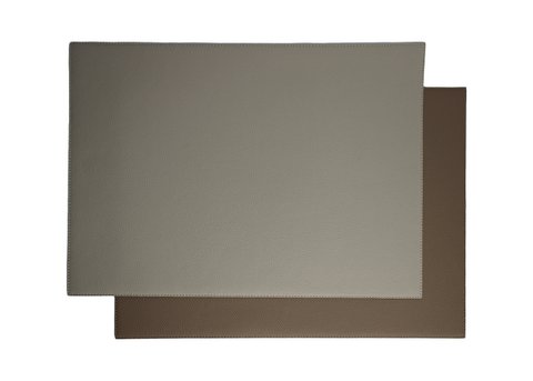Tischset 6er Set Kunstleder zweifarbig grau braun Glattleder
