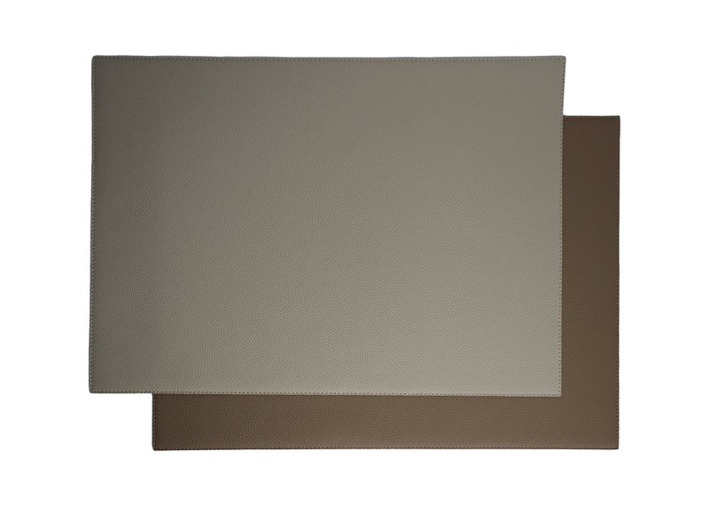 Tischset 6er Set Kunstleder zweifarbig grau braun Glattleder