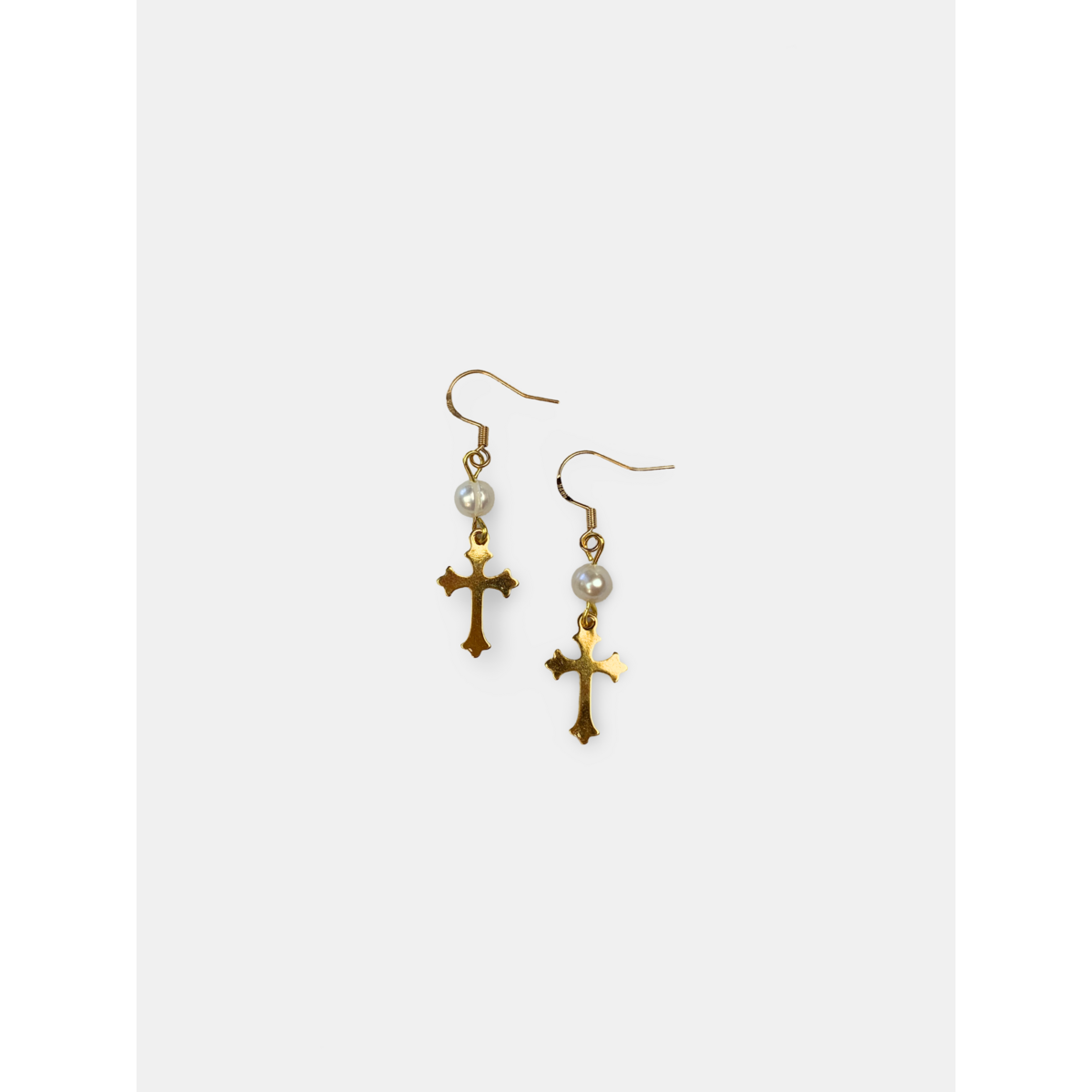 Pearls Cross Earrings