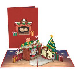 Kerstman in de open haard pop-upkaart