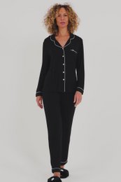 Bambus lang pyjamas sæt i sort