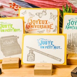Happy Birthday Schmetterlinge Letterpress-Karte, orange (mit Umschlag)