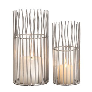Candle holder set 2-part tealight holder wind light loft black or silver candlestick lanterns