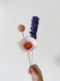 Felt flower lavender dark purple