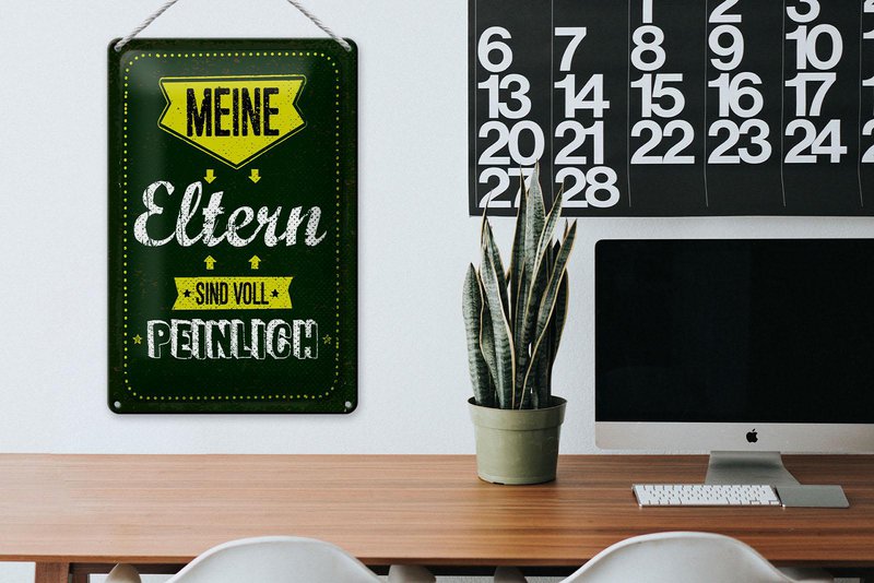 Blikskilt, der siger 20x30 cm Mine forældre er helt flov dekorativt skilt
