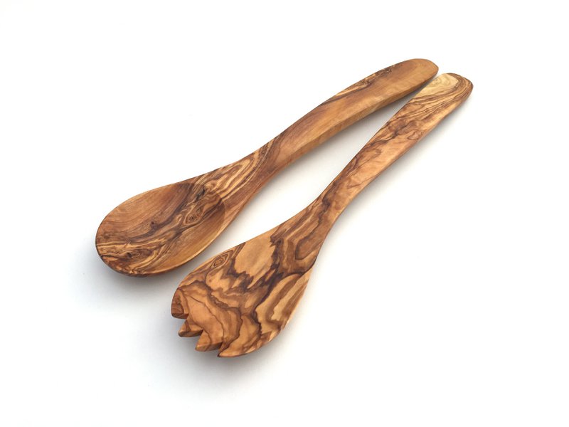 Set of 2 salad servers Kyiv made of olive wood