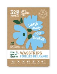 Fragrance-free laundry detergent wash strips, 32 washes. Eco-friendly, plant-based formula. Convenient, easy-to-use strips for a hassle-free laundry routine.