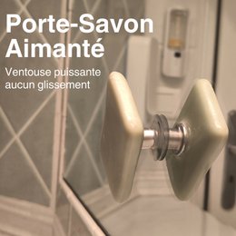 Magnetic Soft-free gap without drilling-hygienic & design-Bathroom wall fixation, kitchen, shower-dry soap-made in France