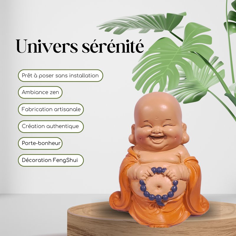 Laughing Buddha Statuette – Good Luck Charm – Zen and Feng Shui Decoration – To Create a Relaxing and Spiritual Atmosphere – Gift Idea