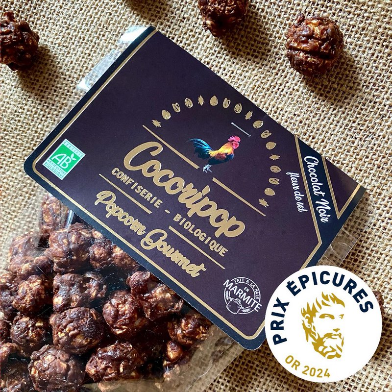 Mørk chokolade fleur de sel popcorn (2024 Epicures guldmedalje)