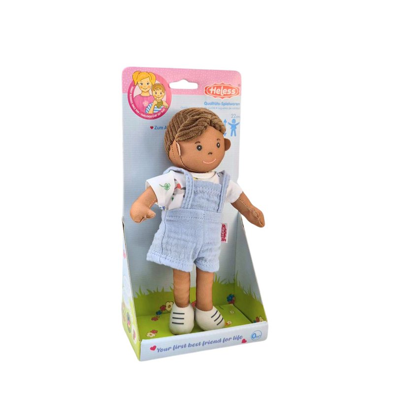 Stof Doll '' Ben '' med outfit til at sætte på og tage af, 22 cm