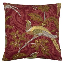 Cushion woven paisley bird red 45x45cm*