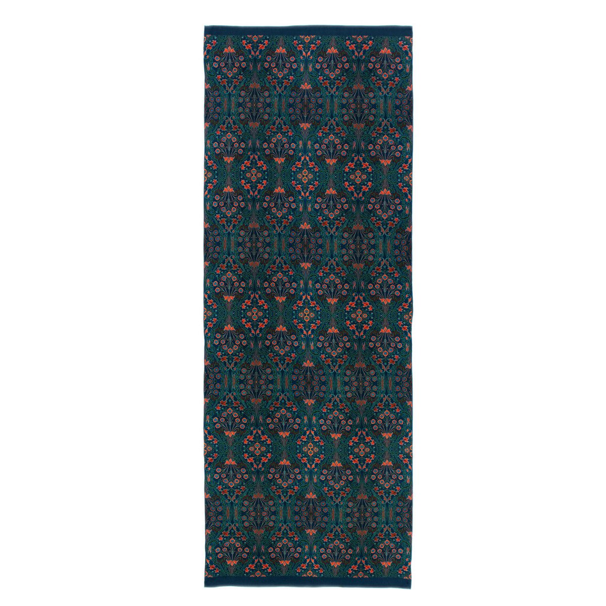 Zijden sjaal van bloemenprint in groenblauw en rode natuur