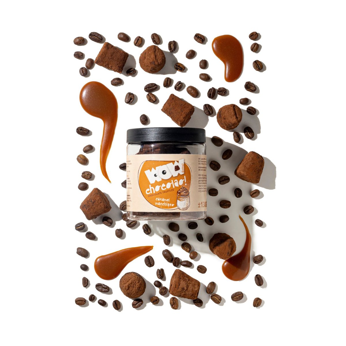 Karamell Macchiato Schokoladentrüffel Geschenkglas 130g | Kaffeeschokolade