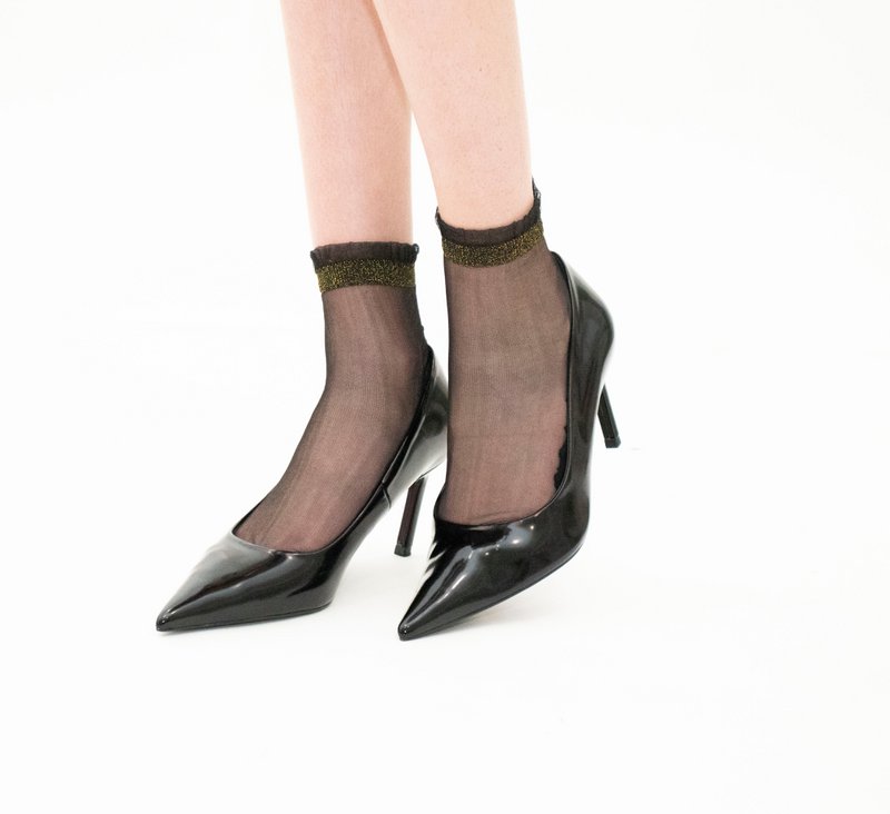 Shine - Dorado - Calcetines de mujer en gasa ultrarresistente