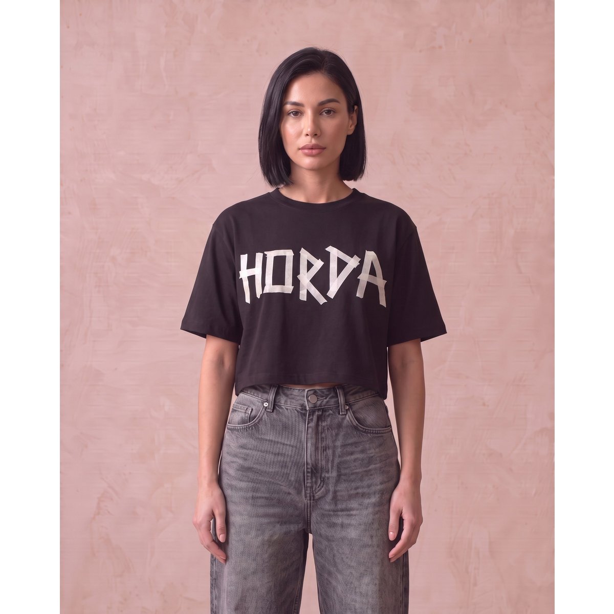 T-shirt Cropped Donna Scotch Nera