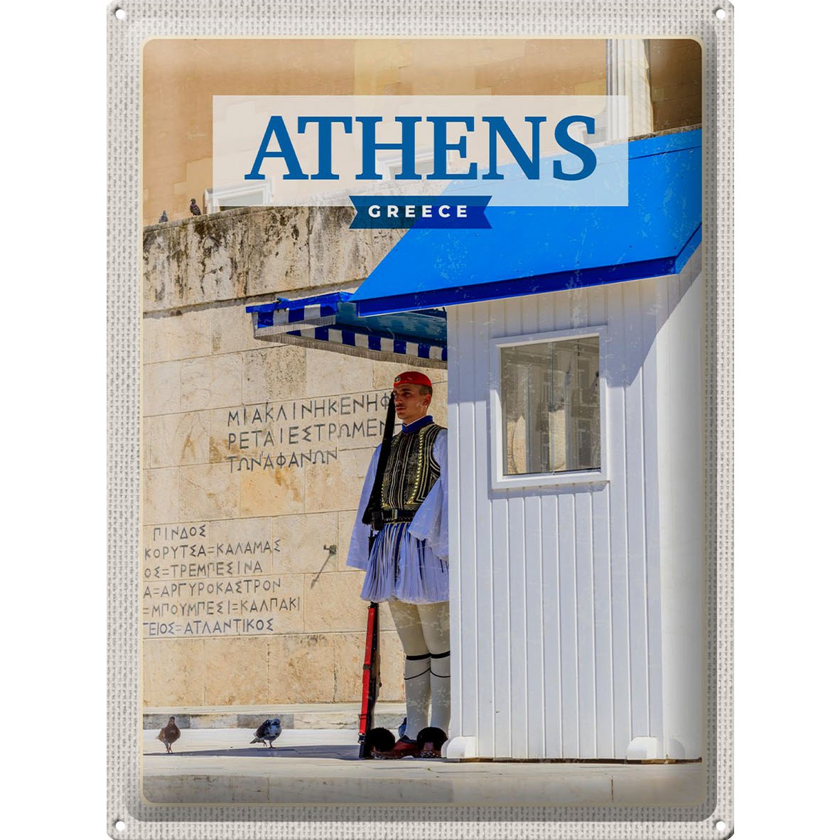 Tin Sign Travel 30x40cm Athens Greece Evzone Guard