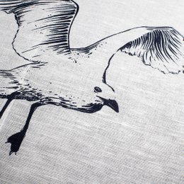 Geschirrtuch Halbleinen weiß mit Möwe