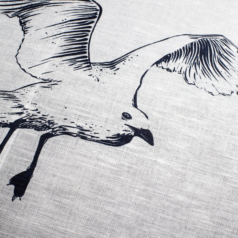 Geschirrtuch Halbleinen weiß mit Möwe