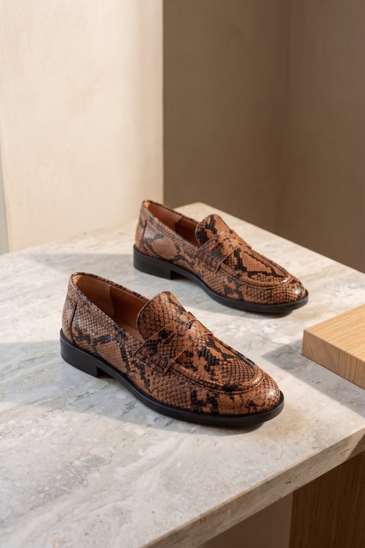 EMILIA CUOIO – Slipper aus Leder mit Schlangenprägung
