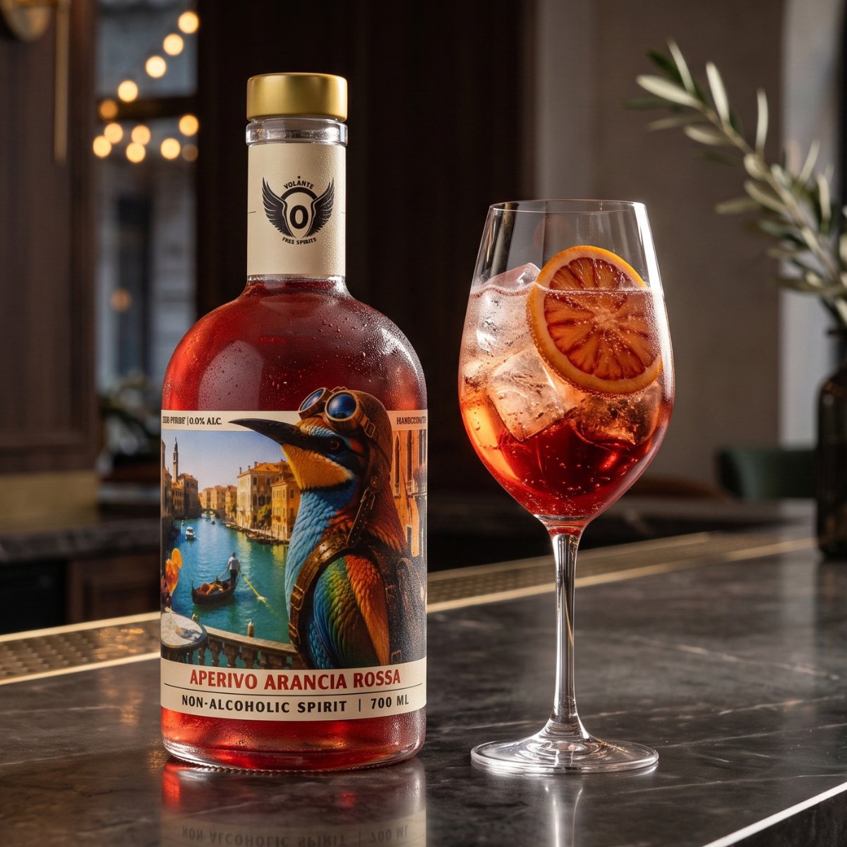 Volante Aperivo Arancia Rossa 0.0% – Non-Alcoholic Aperitivo-Style Spirit  – for Spritz – 700 ml
