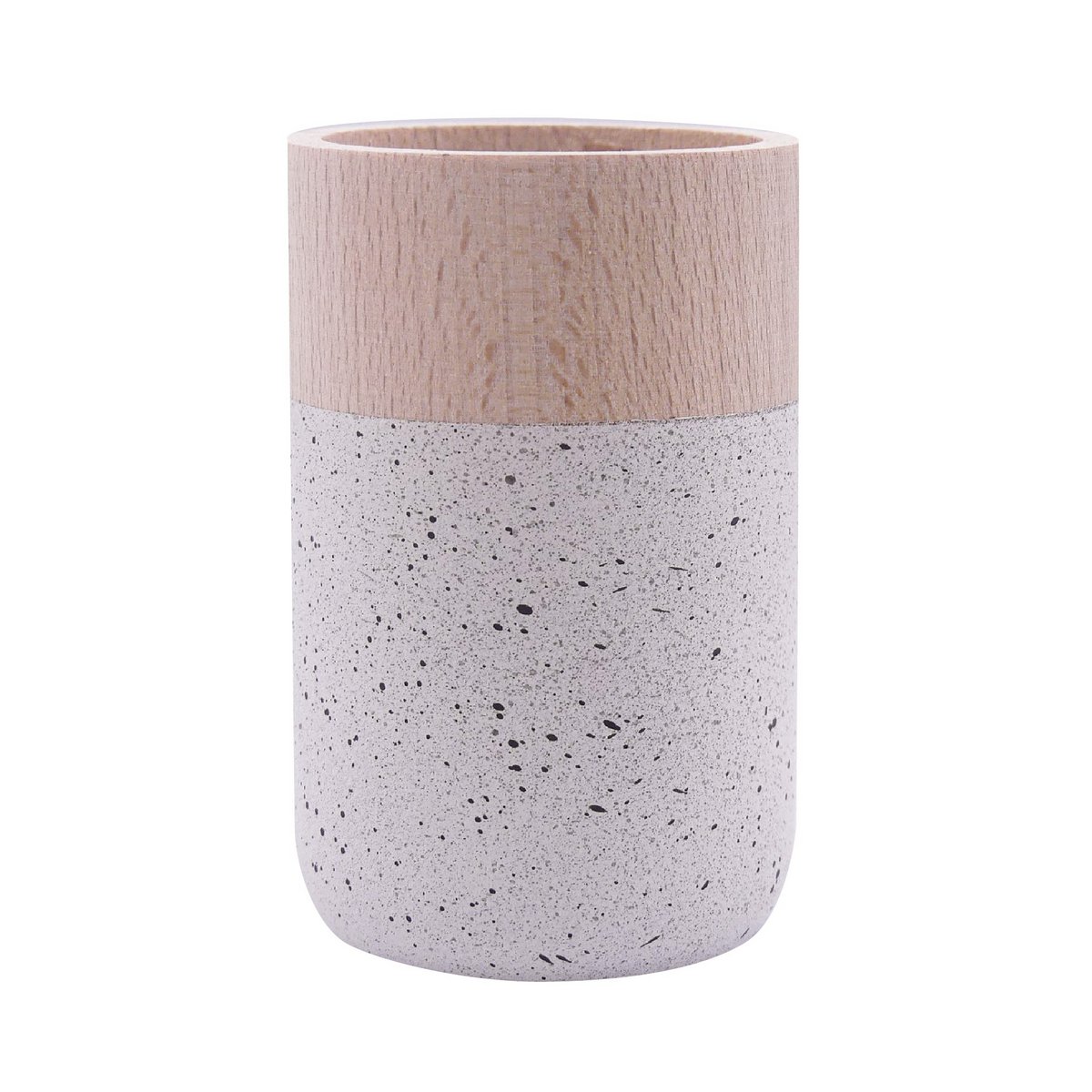 Piccolo vaso da fiori in legno - bianco maculato